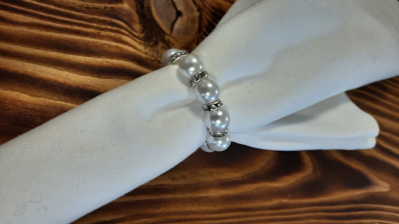12er Set Serviettenringe Mit Perlen - Elegante Tischdekoration Für Feste